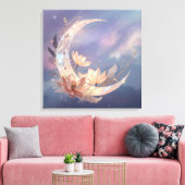 Mystic Feather Moon Boho Wall Art | Spiritual  Canvas Afdruk (Insitu (Woonkamer))