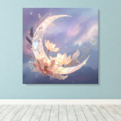 Mystic Feather Moon Boho Wall Art | Spiritual  Canvas Afdruk (Insitu (Houten vloer))