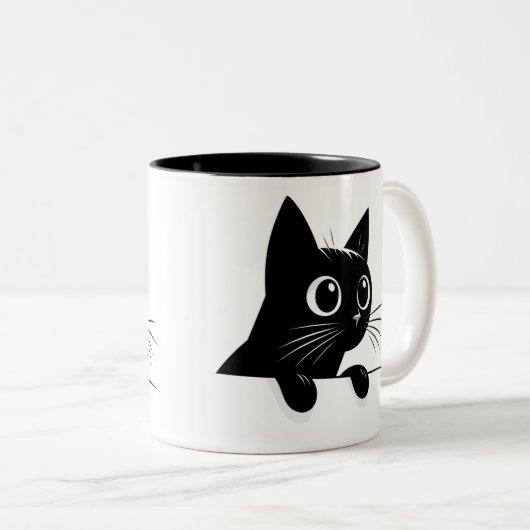 Mystic Feline Gaze Tweekleurige Koffiemok (Voorkant rechts)