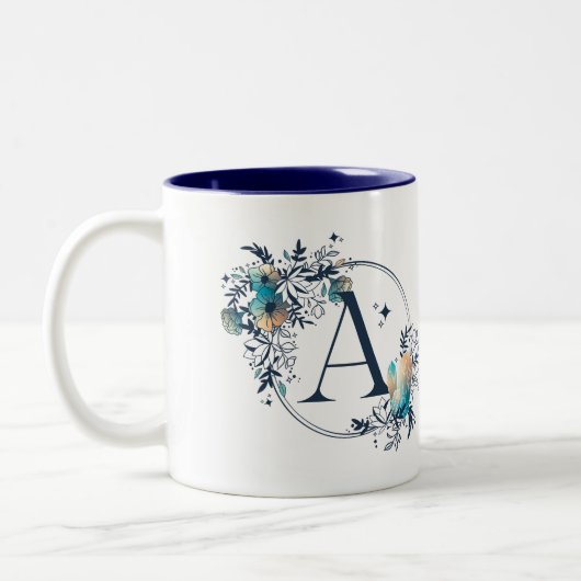 Mystic Floral Monogram Initiaal - letter A Tweekleurige Koffiemok (Links)