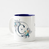 Mystic Floral Monogram Initiaal - Letter C Tweekleurige Koffiemok (Voorkant links)