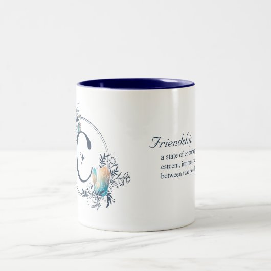 Mystic Floral Monogram Initiaal - Letter C Tweekleurige Koffiemok (Center)