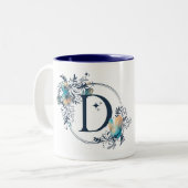 Mystic Floral Monogram Initiaal - letter D Tweekleurige Koffiemok (Voorkant links)