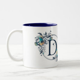 Mystic Floral Monogram Initiaal - letter D Tweekleurige Koffiemok