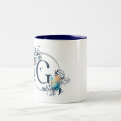 Mystic Floral Monogram Initiaal - letter G Tweekleurige Koffiemok (Center)