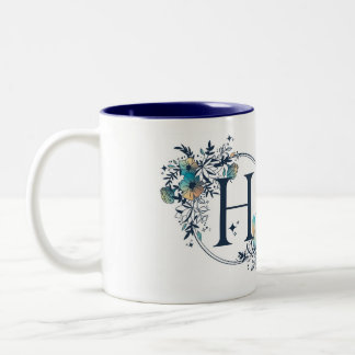 Mystic Floral Monogram Initiaal - letter H Tweekleurige Koffiemok