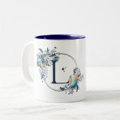Mystic Floral Monogram Initiaal - letter L Tweekleurige Koffiemok (Voorkant links)