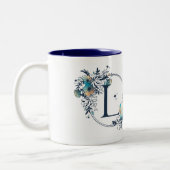 Mystic Floral Monogram Initiaal - letter L Tweekleurige Koffiemok (Links)