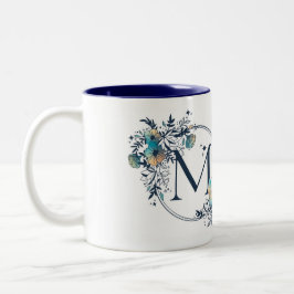 Mystic Floral Monogram Initiaal - letter M Tweekleurige Koffiemok