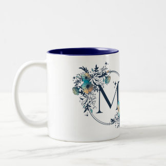 Mystic Floral Monogram Initiaal - letter M Tweekleurige Koffiemok