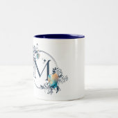 Mystic Floral Monogram Initiaal - letter M Tweekleurige Koffiemok (Center)