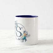 Mystic Floral Monogram Initiaal - letter S Tweekleurige Koffiemok (Center)