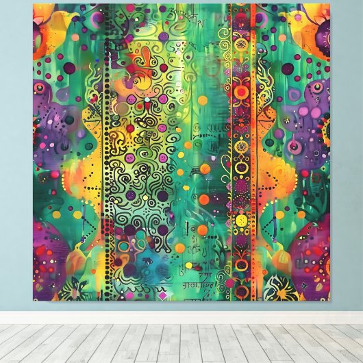Mystic Flow – Psychedelische Abstracte energie kun Canvas Afdruk (Insitu (Houten vloer))