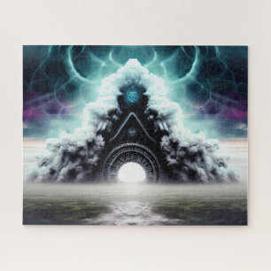 Mystic foggy bridge mouth van het rivierkreepy kas legpuzzel