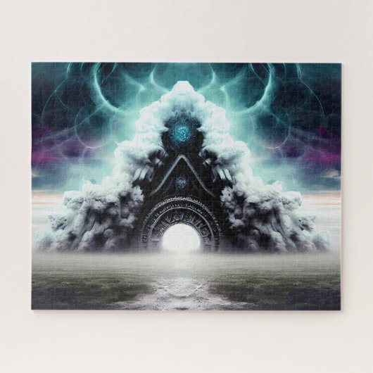 Mystic foggy bridge mouth van het rivierkreepy kas legpuzzel (Horizontaal)