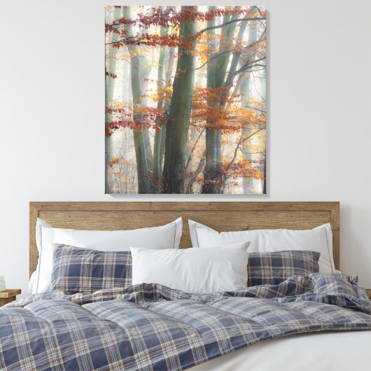 Mystic Foggy Forest in het najaar Canvas Afdruk (Insitu (Slaapkamer))