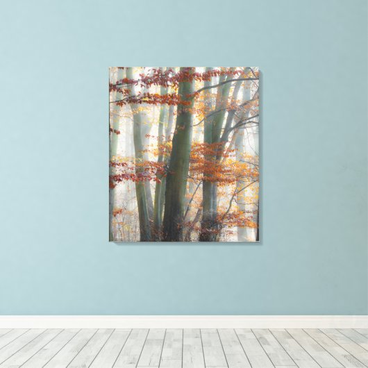 Mystic Foggy Forest in het najaar Canvas Afdruk (Insitu (Houten vloer))