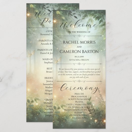 Mystic Forest Meadow Magic Wedding Program (Voorkant / Achterkant)