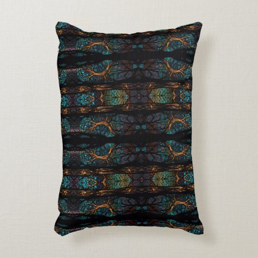 Mystic Forest Mozaïek Blauw & Zwart patroon Kussen (Voorkant(Verticaal))