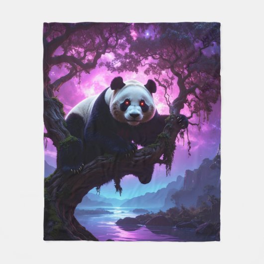 Mystic Forest Panda Fleece Deken (Voorkant)