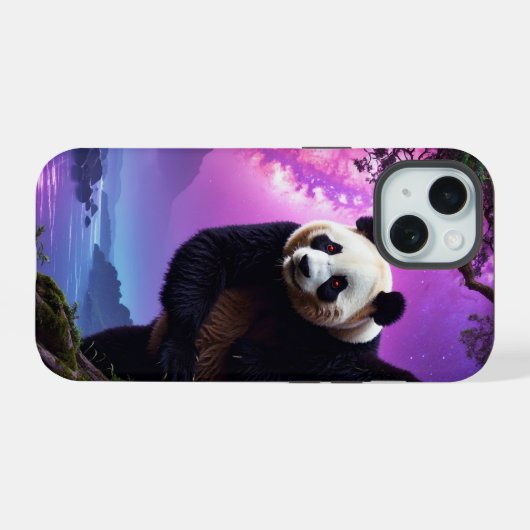 Mystic Forest Panda iPhone 15 Case (Achterkant horizontaal)