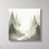 Mystic Forest Path in Soft Fog Minimalism Canvas Afdruk (Voorkant)