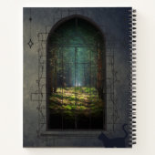 Mystic Forest Portal met kat - Fantasy Window Notitieboek (Achterkant)