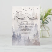 Mystic Forest Sweet Sixteen Uitnodiging (Staand voorkant)