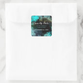Mystic Forest Wedding Save the Date Vierkante Sticker (Tas)