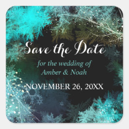 Mystic Forest Wedding Save the Date Vierkante Sticker