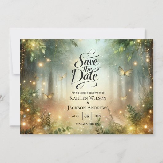 Mystic Forrest Meadow Magic Wedding Save The Date (Voorkant)