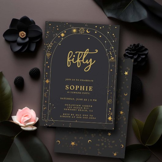 Mystic Fortune Astrologie Boho Arch 50e verjaardag Kaart