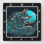 Mystic Fox boven de valleien Vierkante Klok (Voorkant)