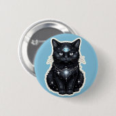 Mystic Galaxy Cat Button – Cosmic Third Eye Space  (Voorkant /achterkant)