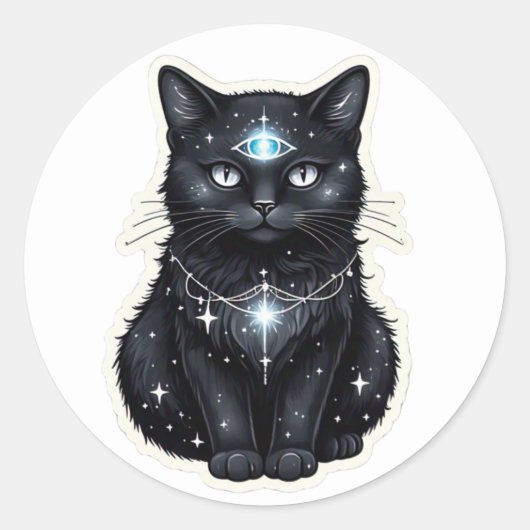 Mystic Galaxy Cat Sticker (Voorkant)