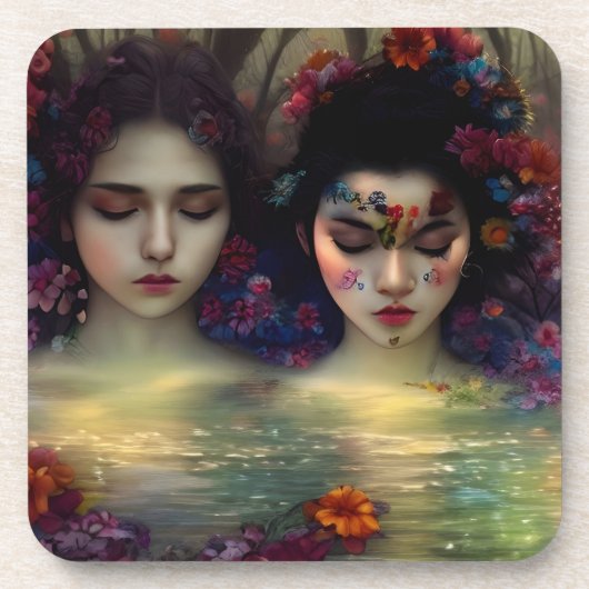 Mystic Garden: Bloemen dromen Bier Onderzetter (Voorkant)