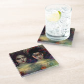 Mystic Garden: Bloemen dromen Glazen Onderzetter (Schuin)