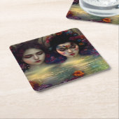 Mystic Garden: Bloemen dromen Kartonnen Onderzetters (Schuin)