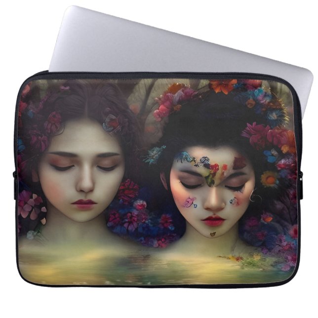 Mystic Garden: Bloemen dromen Laptop Sleeve (Voorkant)
