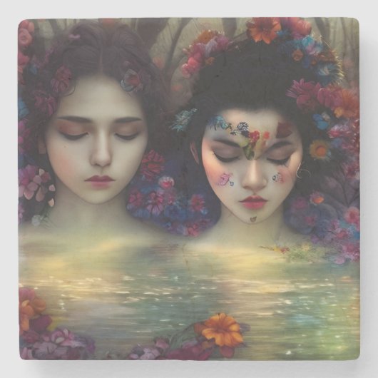 Mystic Garden: Bloemen dromen Stenen Onderzetter (Voorkant)