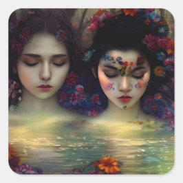 Mystic Garden: Bloemen dromen Vierkante Sticker
