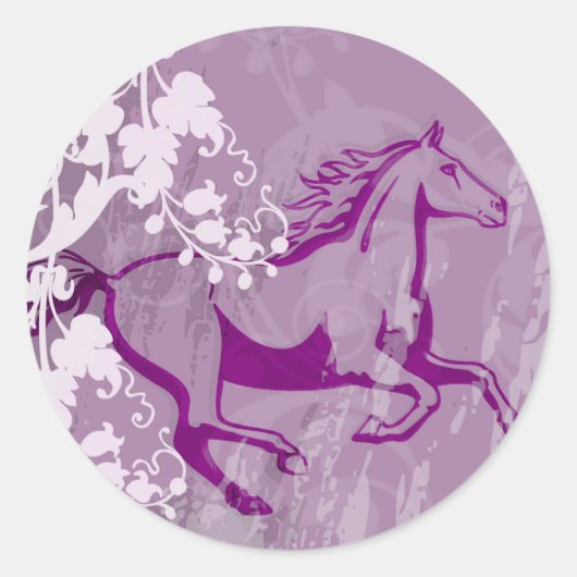 Mystic Garden Horse (Lt. Paars) Ronde Sticker (Voorkant)