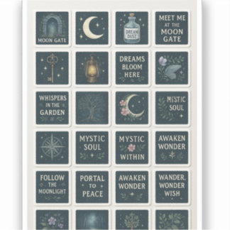 Mystic Garden Sticker Sheet – Moonlit Bloemen