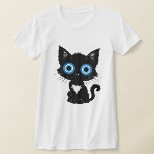 Mystic Gaze  Black Cat Evil Eye T-Shirt (Laagn)