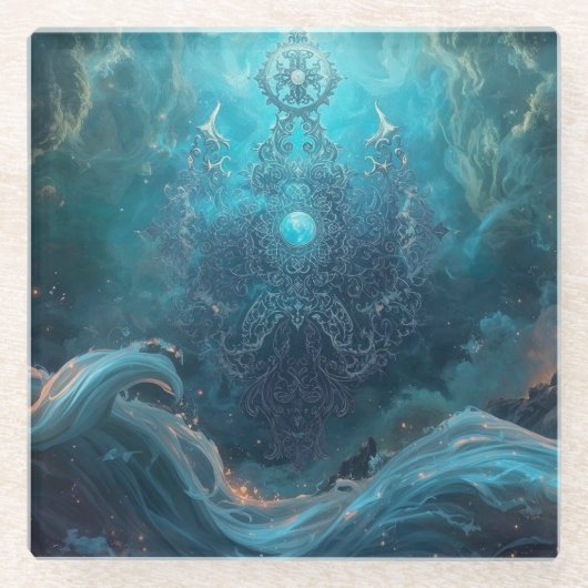 Mystic Geometry of the North Sea Glazen Onderzetter (Voorkant)