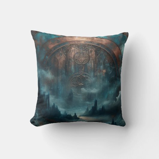 Mystic Gothic Art - Blue Copper Patina Decorative Kussen (Voorkant)