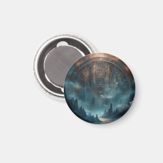 Mystic Gothic  Art - Blue Copper Patina Magnet (Voorkant / Achterkant)