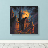 Mystic Gothic Castle Under Moonlight Canvas Afdruk (Insitu (Houten vloer))