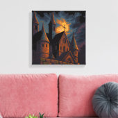 Mystic Gothic Castle Under Moonlight Canvas Afdruk (Insitu (Woonkamer))