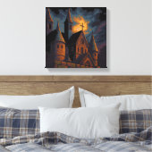 Mystic Gothic Castle Under Moonlight Canvas Afdruk (Insitu (Slaapkamer))
